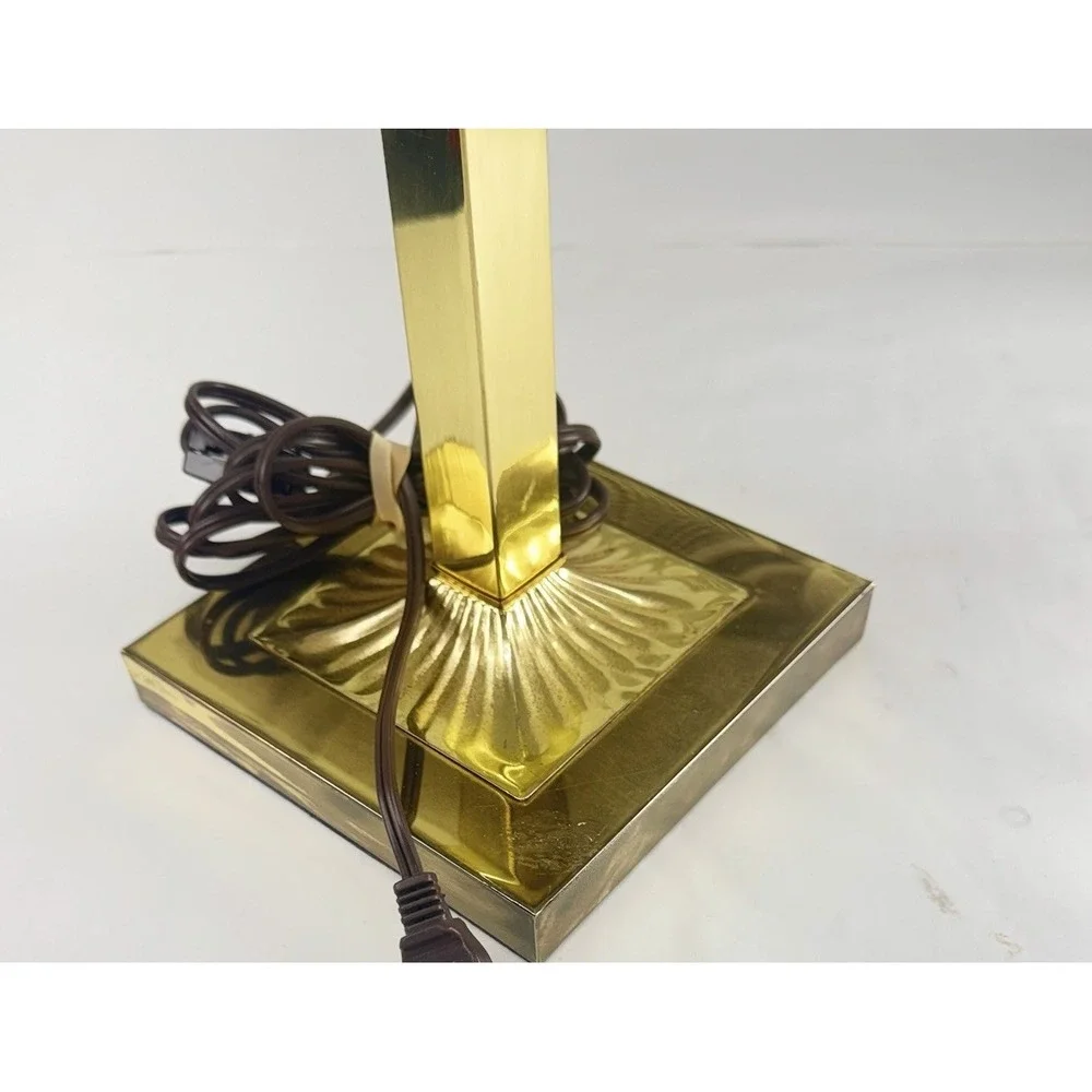 Brass Adjustable Piano Banker Library Desk Lamp Vintage Dual Bulb Excellent